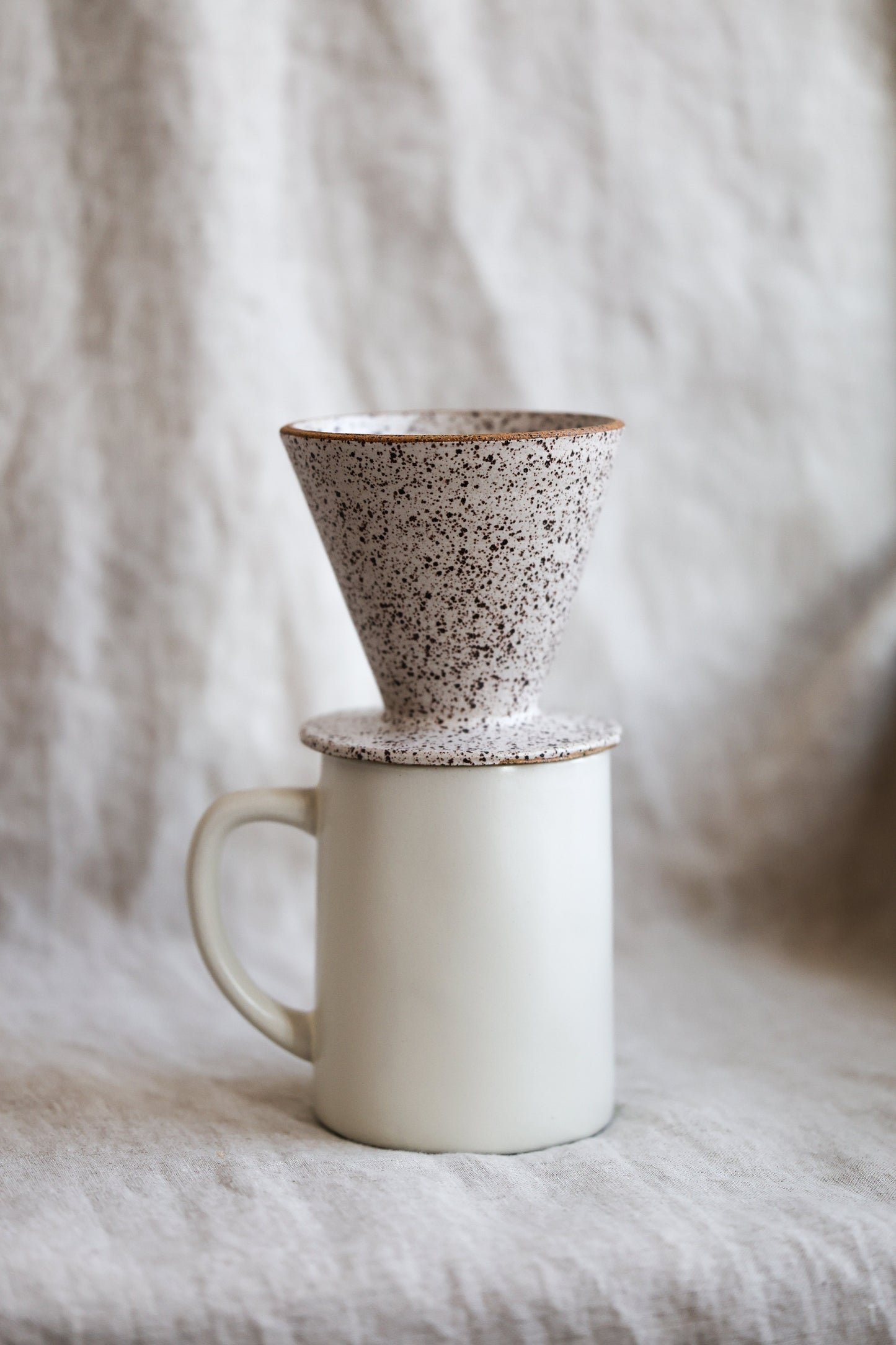 Handmade White Matte Coffee Pour Over Brewer Coffee Maker, White, Minimalist Dripper, Ceramic Stoneware Hand Thrown in Maine