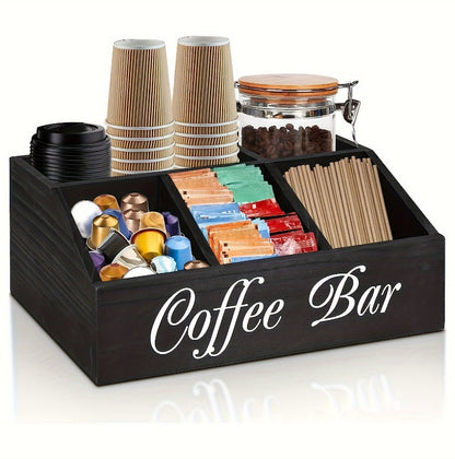 Coffee Bar Organizer - Rustic Wooden Nespresso Pod Holder, Declutter Your Kitchen Countertop or Office