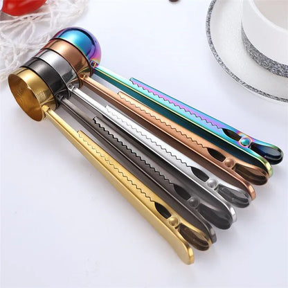 DecorBites™ 2-in-1 Stainless Steel Coffee Spoon & Sealing Clip - Gold Kitchen Accessory
