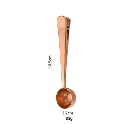DecorBites™ 2-in-1 Stainless Steel Coffee Spoon & Sealing Clip - Gold Kitchen Accessory