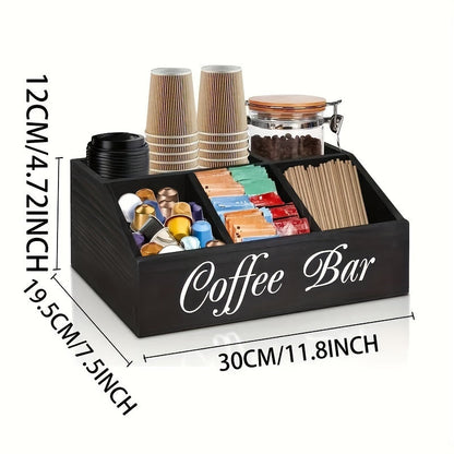 Coffee Bar Organizer - Rustic Wooden Nespresso Pod Holder, Declutter Your Kitchen Countertop or Office