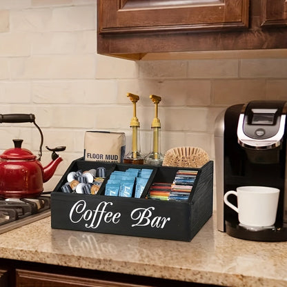 Coffee Bar Organizer - Rustic Wooden Nespresso Pod Holder, Declutter Your Kitchen Countertop or Office