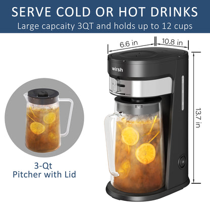 Wirsh Iced Coffee Maker,  Iced Tea Maker with 85 Ounce Pitcher,Strength Control and Reusable Filter
